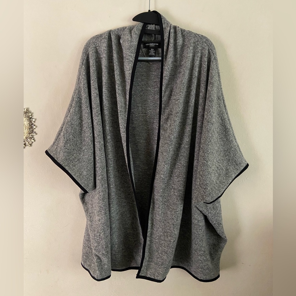 Liz Claiborne Charcoal Open-Front Poncho